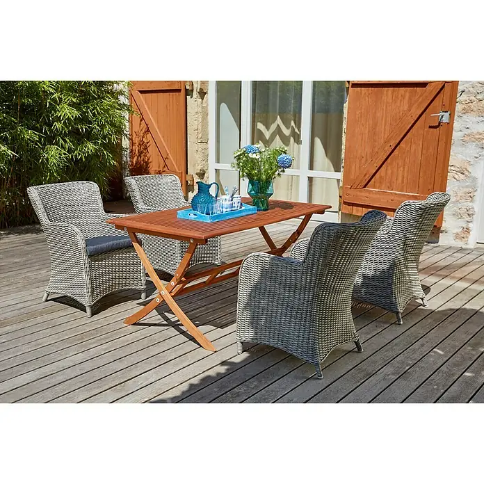 Sunfun Pauline Klub fotelja - 60 x 73 x 86 cm, Poliratan, Bambus Grey - Živopisni prikaz