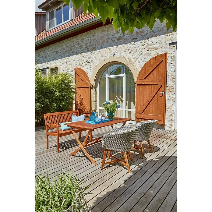 Sunfun Pauline Sillón de jardín - Bambus Grey, Antracita, Marrón natural, Ratán sintético, Ancho: 62 cm - Foto ambiente