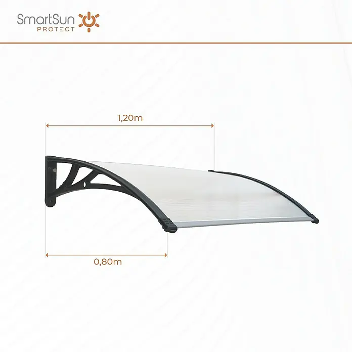 SmartSun Marquesina para puerta Easy Black - 80 x 120 x 23 cm