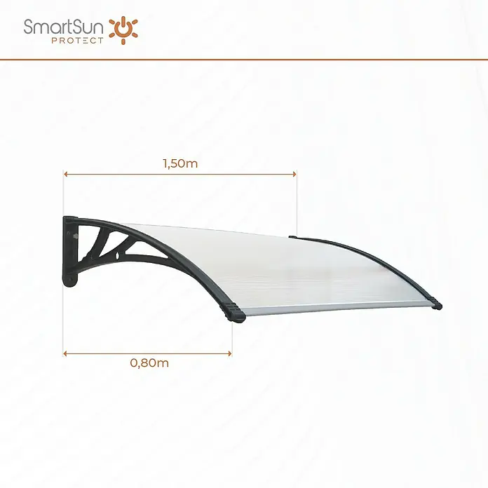 SmartSun Marquesina para puerta Easy Black - 80 x 150 x 23 cm