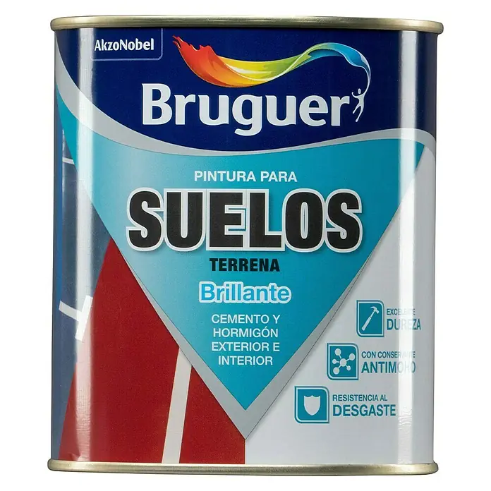 Bruguer Pintura para suelos Terrena - Gris, 750 ml, Brillante - Vista frontal