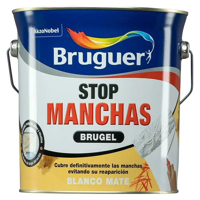 Bruguer Pintura protectora Stop Manchas - Blanco, 750 ml, Mate - Vista frontal