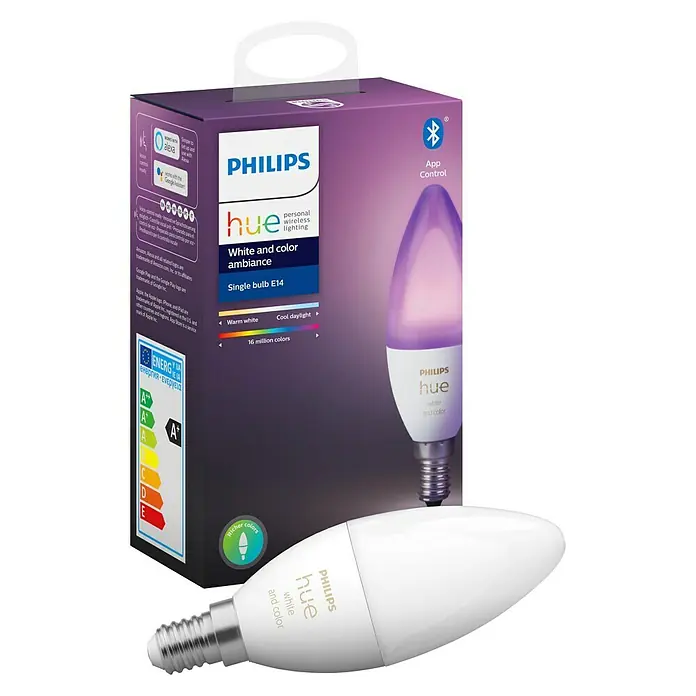 Philips Hue LED žarulja White & Color Ambiance - E14, 5,3 W, RGBW, Podesiva temperatura boje, 1 kom - Dijagonalni pogled