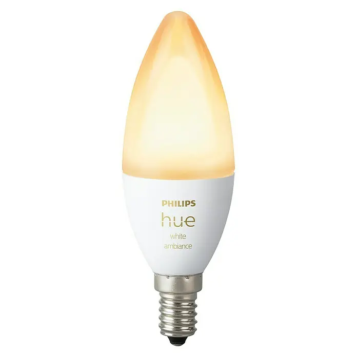 Philips Hue LED-Leuchtmittel White Ambiance - E14, 5,2 W, Einstellbare Farbtemperatur, 470 lm, 1 Stk. - Vorderansicht