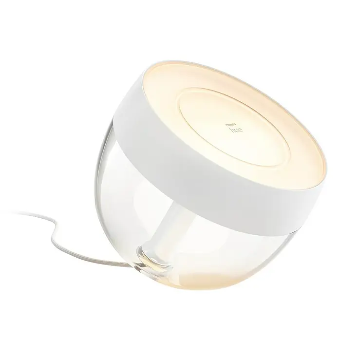 Philips Hue LED-Tischleuchte - 8,2 W, Weiß, Transparent, Höhe: 19,4 cm - Diagonale Ansicht