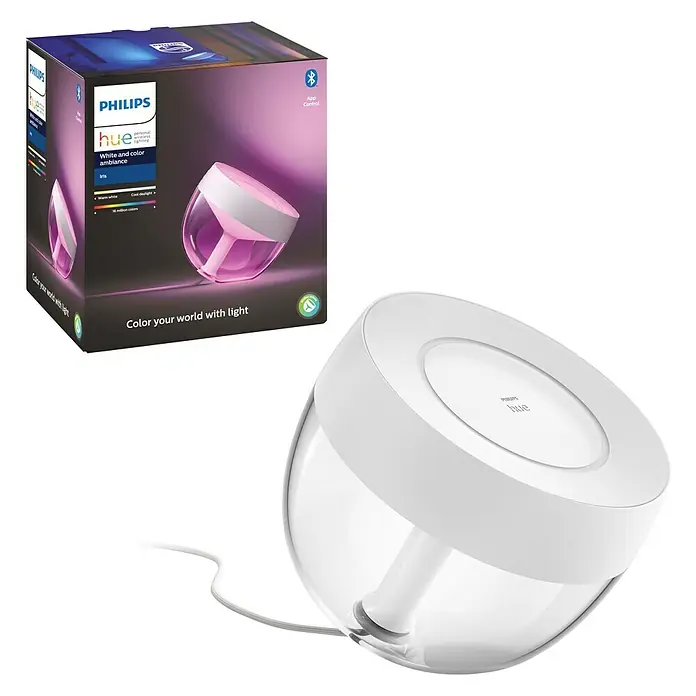 Philips Hue LED-Tischleuchte - 8,2 W, Weiß, Transparent, Höhe: 19,4 cm - Diagonale Ansicht