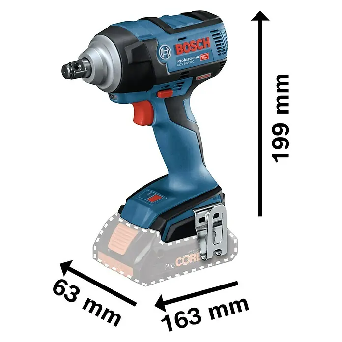 Bosch Professional Akku-Schlagbohrschrauber GDS 18V-300 - 18 V, Ohne Akku, Leerlaufdrehzahl: 0 U/min - 2.400 U/min - Linke Seitenansicht