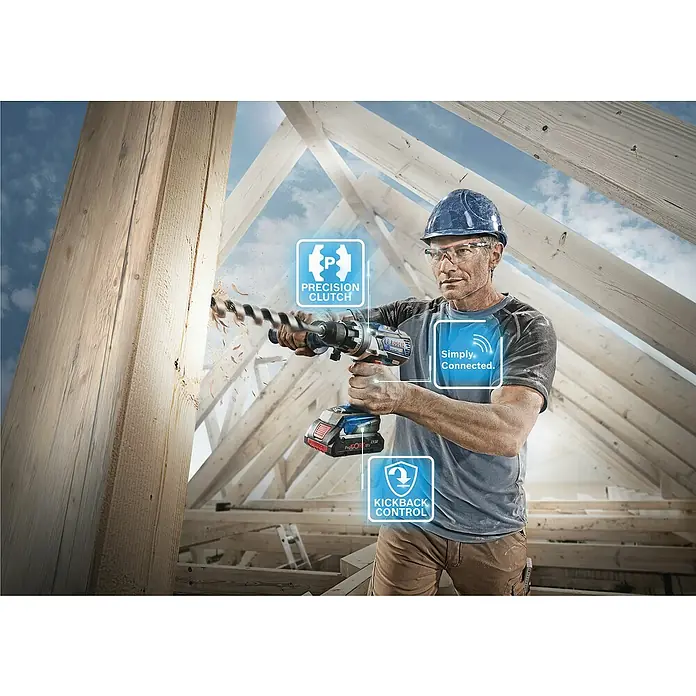 Bosch Professional Akku-Bohrschrauber GSR 18V-110 C - 18 V, Ohne Akku, Leerlaufdrehzahl: 0 U/min - 2.100 U/min, Kunststoffkoffer - Anwendungsbeispiel