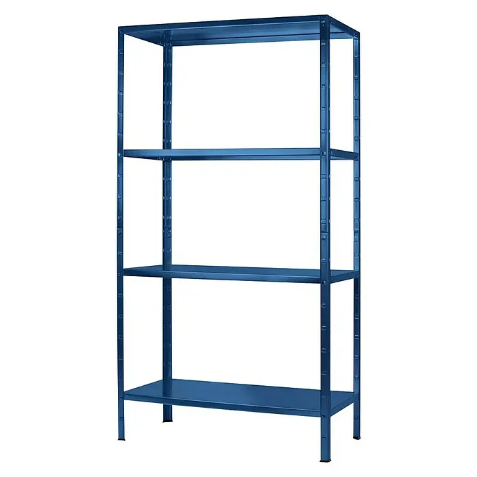 Steckregal - L x B x H: 100 x 50 x 200 cm, Traglast: 70 kg/Boden, Verzinkt, Blau - Diagonale Ansicht