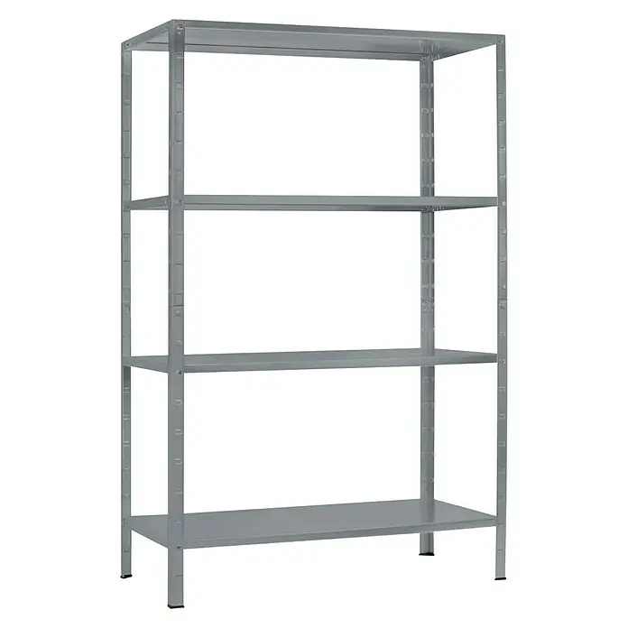 Steckregal - L x B x H: 100 x 50 x 200 cm, Traglast: 70 kg/Boden, Verzinkt, Graphit - Diagonale Ansicht