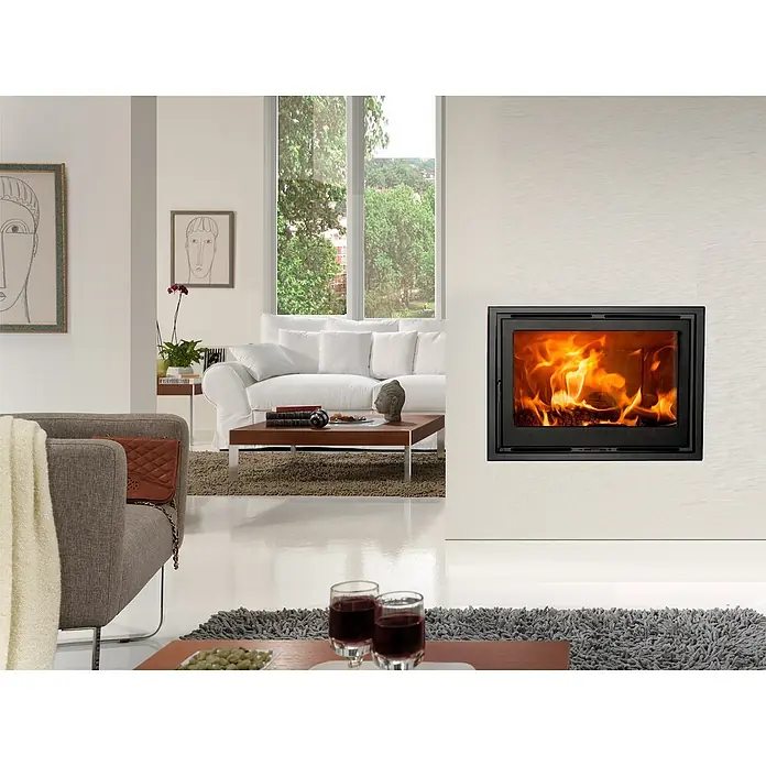 Panadero Insert de leña CB - 9,8 kW, Volumen de calefacción: 300 m³, Negro - Foto ambiente