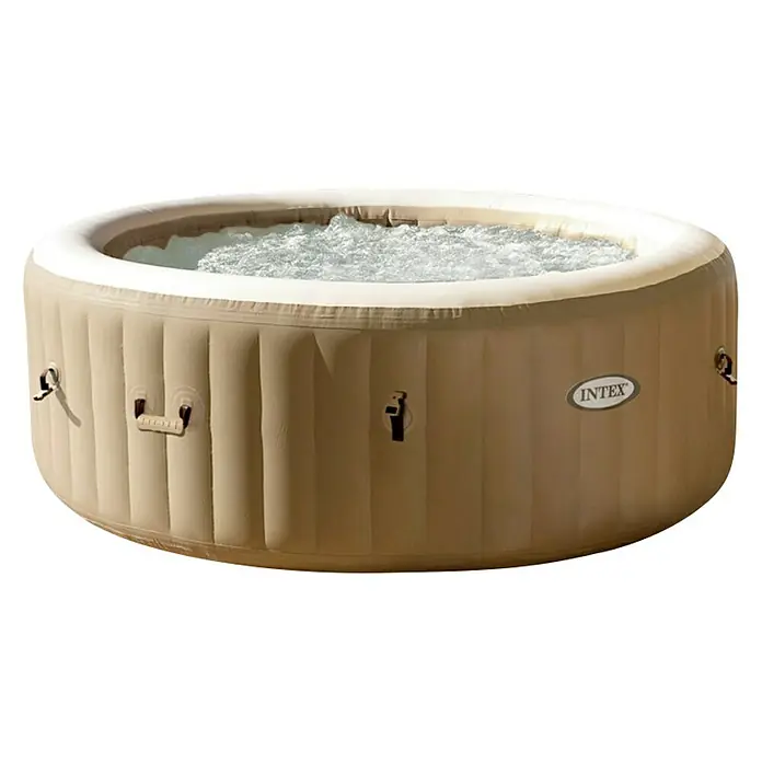 Intex Pure Spa Hidromasažni bazen Pure Spa Bubble 77 Circular - Ø x V: 196 x 71 cm, 0,8 m³, Prikladno za: 4 odrasle osobe, Bež-bijele boje - Pogled sprijeda