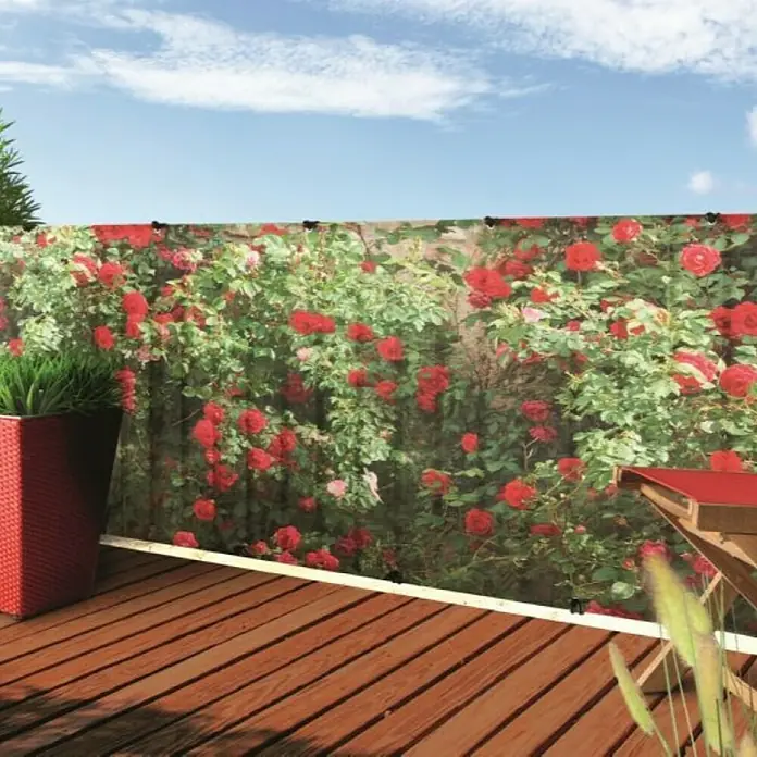 Nortene Zaštita od pogleda za montažu na ogradu Stylia Flower - 3 x 1 m, Crvene boje - Živopisni prikaz