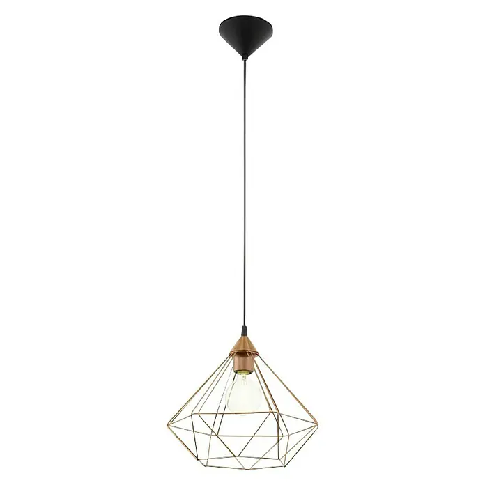 Eglo Tarbes Visilica - 60 W, D x Š x V: 32,5 x 32,5 x 110 cm, Bakar, E27 - Pogled sprijeda