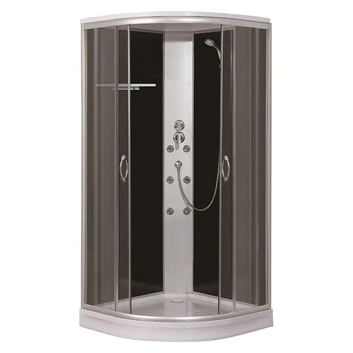 Kompletna tuš kabina TC07 - D x Š x V: 90 x 210 x 90 cm, Crno-srebrno-sive boje - Pogled sprijeda