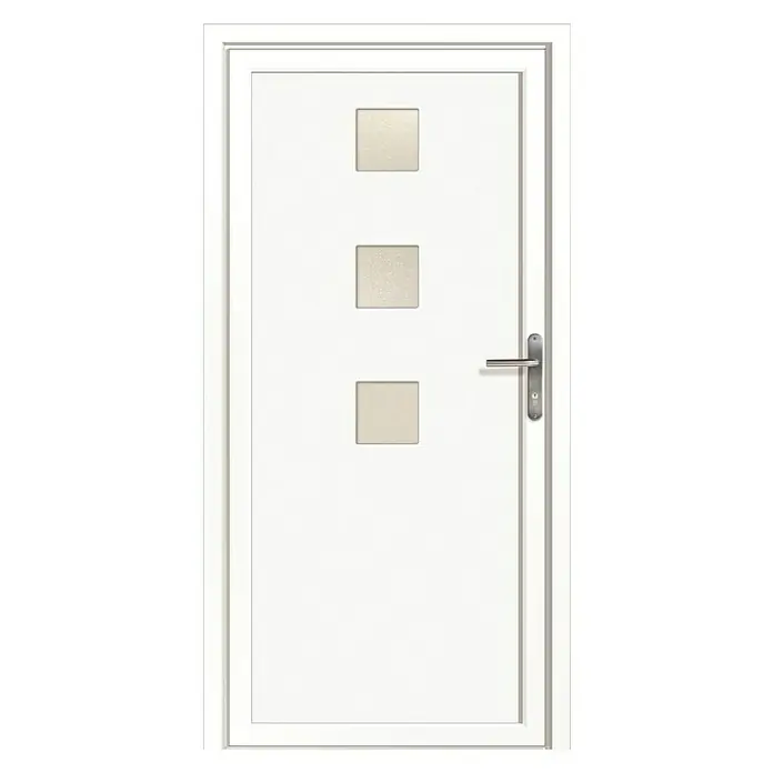 RORO PVC ulazna vrata Claudia - D x Š x V: 70 x 1.000 x 2.100 mm, DIN desno, Bijele boje - Pogled sprijeda
