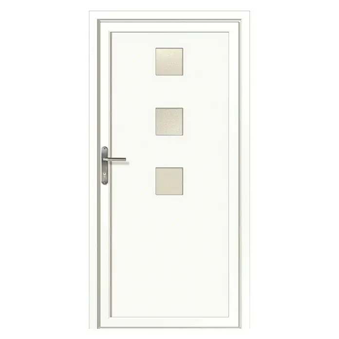 RORO PVC ulazna vrata Claudia - D x Š x V: 70 x 1.000 x 2.100 mm, DIN lijevo, Bijele boje - Pogled sprijeda