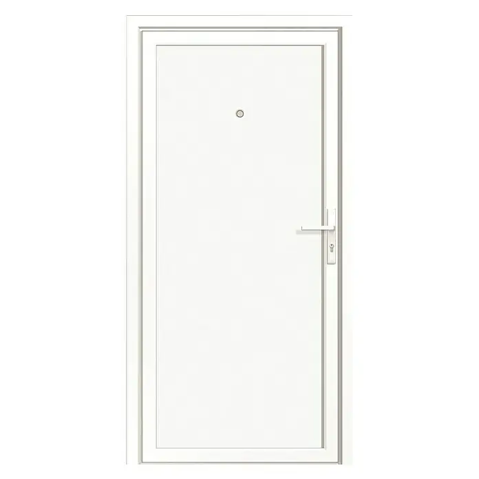 RORO PVC ulazna vrata BAZ 1100 - D x Š x V: 70 x 1.000 x 2.100 mm, DIN desno, Bijele boje - Pogled sprijeda