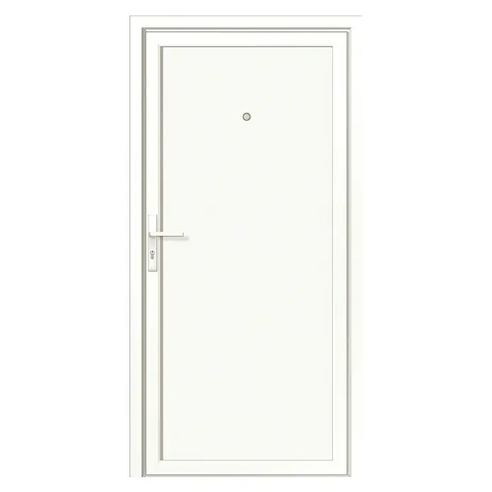 RORO PVC ulazna vrata BAZ 1100 - D x Š x V: 70 x 1.000 x 2.100 mm, DIN lijevo, Bijele boje - Pogled sprijeda
