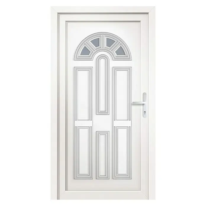 RORO PVC ulazna vrata BAZ 1700 - D x Š x V: 70 x 1.000 x 2.100 mm, DIN desno, Bijele boje - Pogled sprijeda