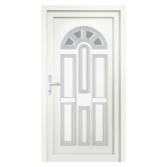 RORO PVC ulazna vrata BAZ 1700 - D x Š x V: 70 x 1.000 x 2.100 mm, DIN lijevo, Bijele boje - Pogled sprijeda