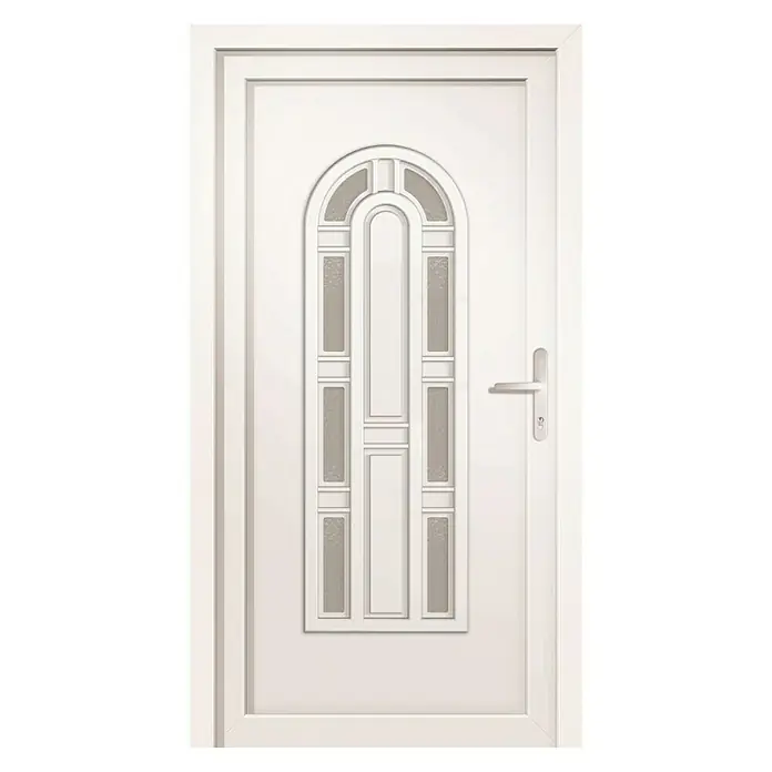 RORO PVC ulazna vrata BAZ 1450 - D x Š x V: 70 x 1.000 x 2.100 mm, DIN desno, Bijele boje - Pogled sprijeda