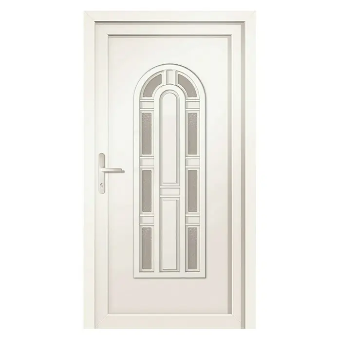 RORO PVC ulazna vrata BAZ 1450 - D x Š x V: 70 x 1.000 x 2.100 mm, DIN lijevo, Bijele boje - Pogled sprijeda