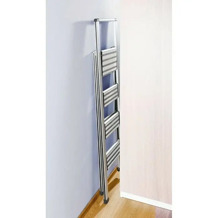 Wenko Preklopne ljestve Design - 4 stepenice, Aluminij, Srebrne boje - Živopisni prikaz