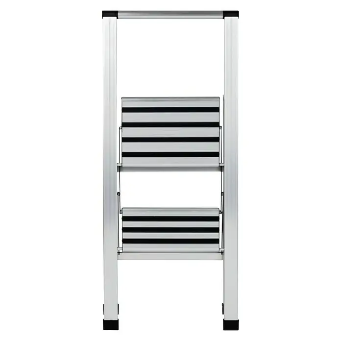 Wenko Preklopne ljestve Design - 2 stepenice, Aluminij, Srebrne boje - Pogled sprijeda