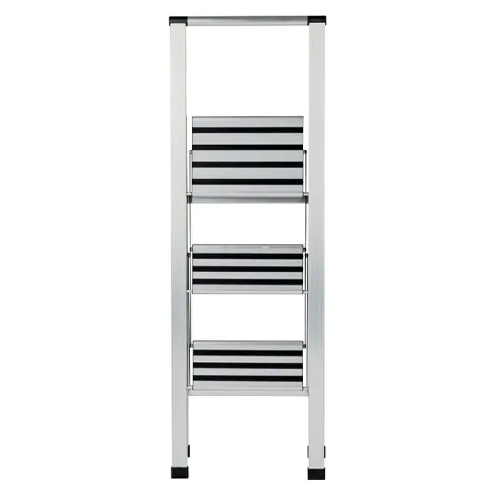 Wenko Preklopne ljestve Design - 3 stepenice, Aluminij, Srebrne boje - Pogled sprijeda