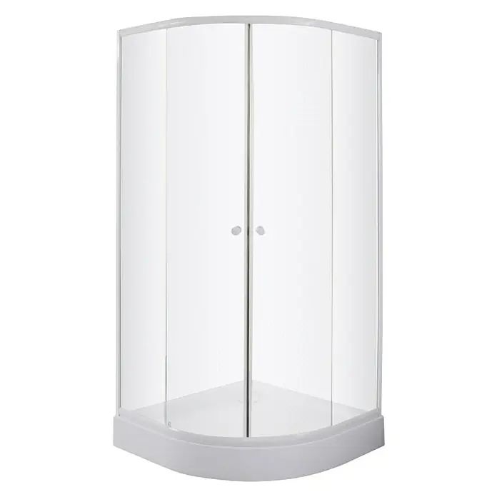 Sanotechnik Polukružna tuš kabina DB2410 - D x Š x V: 90 x 90 x 195 cm, Debljina: 4 mm, Bijele boje - Pogled sprijeda