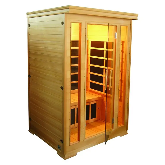 Sanotechnik Infracrvena sauna Komfort - 1.850 W, 7 karbonsko-magnezijskih grijaćih ploča, 124 x 116 x 190 cm - Dijagonalni pogled