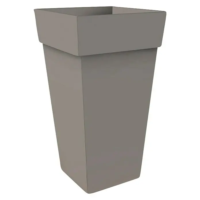 Visoka kvadratna posuda za biljke Melrose - Vanjska dimenzija (D x Š x V): 40 x 40 x 50 cm, Plastika, Sive boje - Dijagonalni pogled
