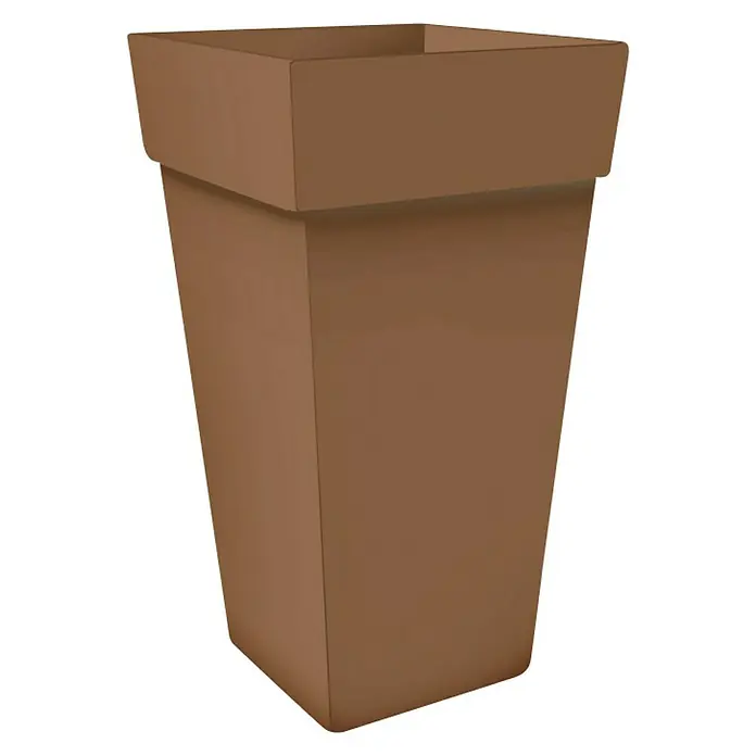 Visoka kvadratna posuda za biljke Melrose - Vanjska dimenzija (D x Š x V): 40 x 40 x 50 cm, Plastika, Smeđe boje - Dijagonalni pogled