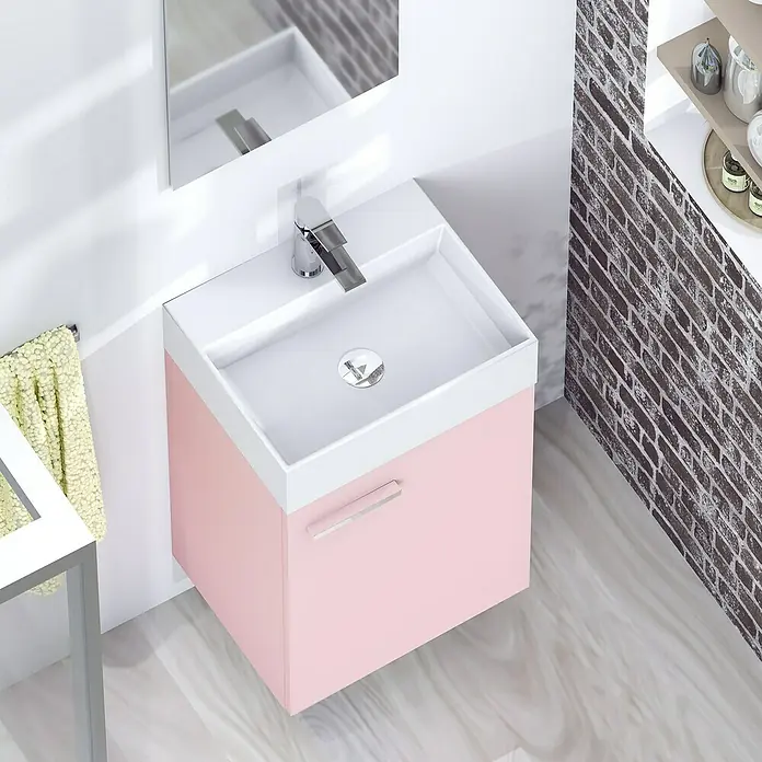 Conjunto de mueble de baño Mini - 45 cm, Rosa, Mate - Foto ambiente
