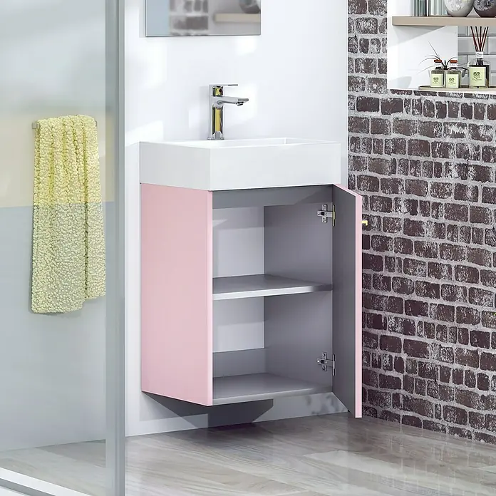 Conjunto de mueble de baño Mini - 45 cm, Rosa, Mate - Foto ambiente