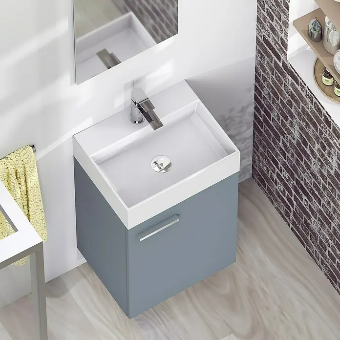 Conjunto de mueble de baño Mini - 45 cm, Azul, Mate - Foto ambiente