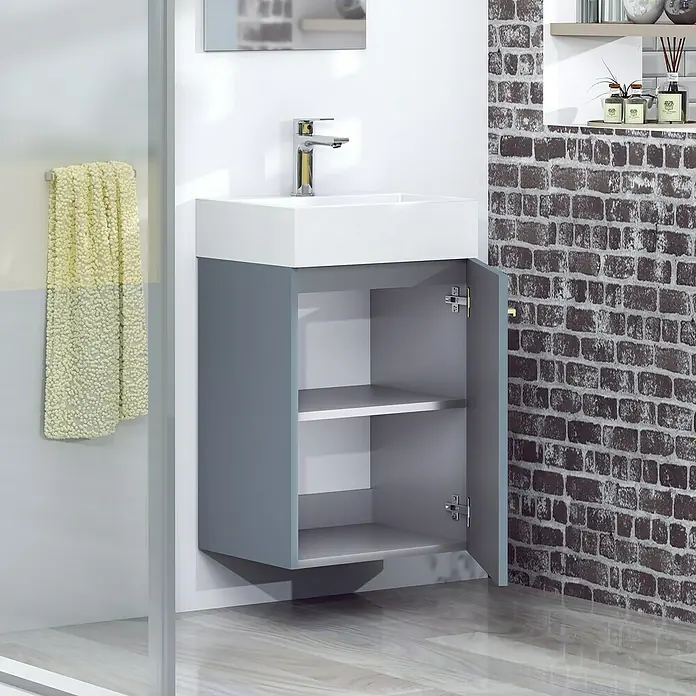 Conjunto de mueble de baño Mini - 45 cm, Azul, Mate - Foto ambiente