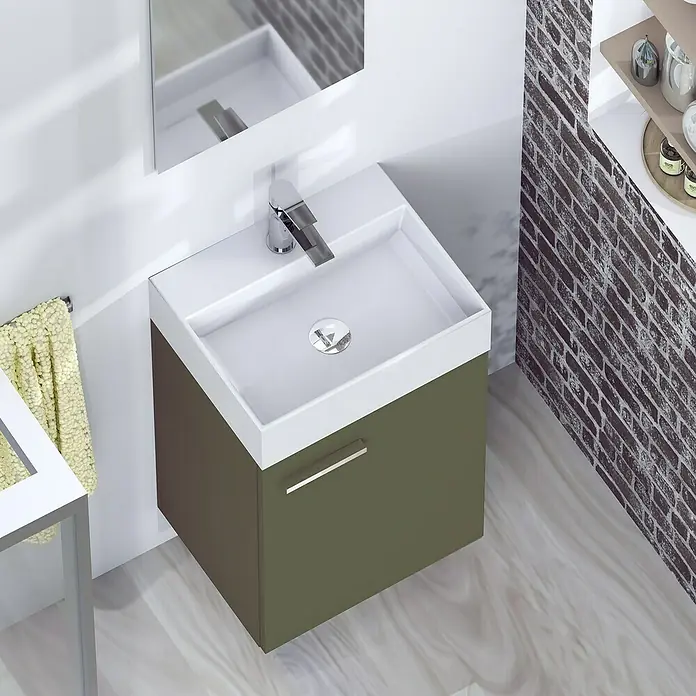 Conjunto de mueble de baño Mini - 45 cm, Musgo, Mate - Foto ambiente
