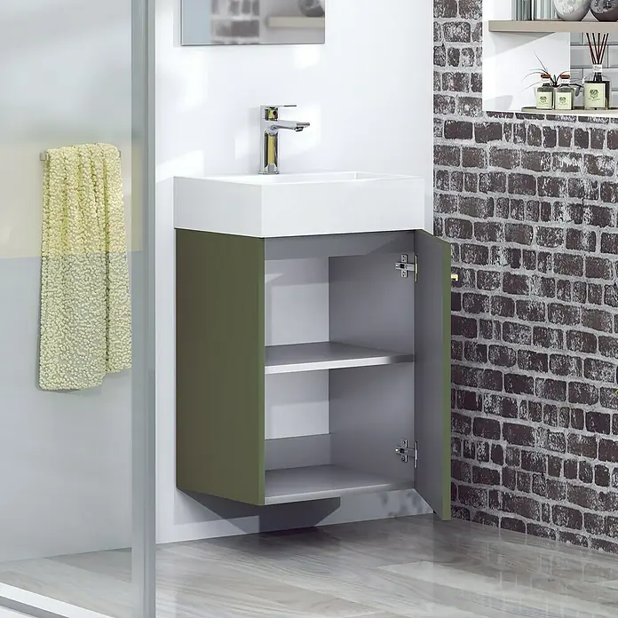 Conjunto de mueble de baño Mini - 45 cm, Musgo, Mate - Foto ambiente
