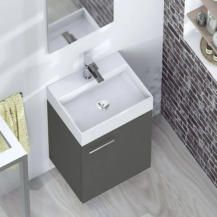 Conjunto de mueble de baño Mini - 45 cm, Antracita, Mate - Foto ambiente