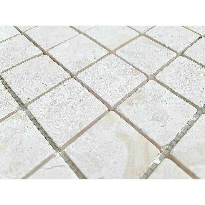 Mozaik pločica - 30,5 x 30,5 cm, Kremasto bijele boje, Mat - Detaljan prikaz
