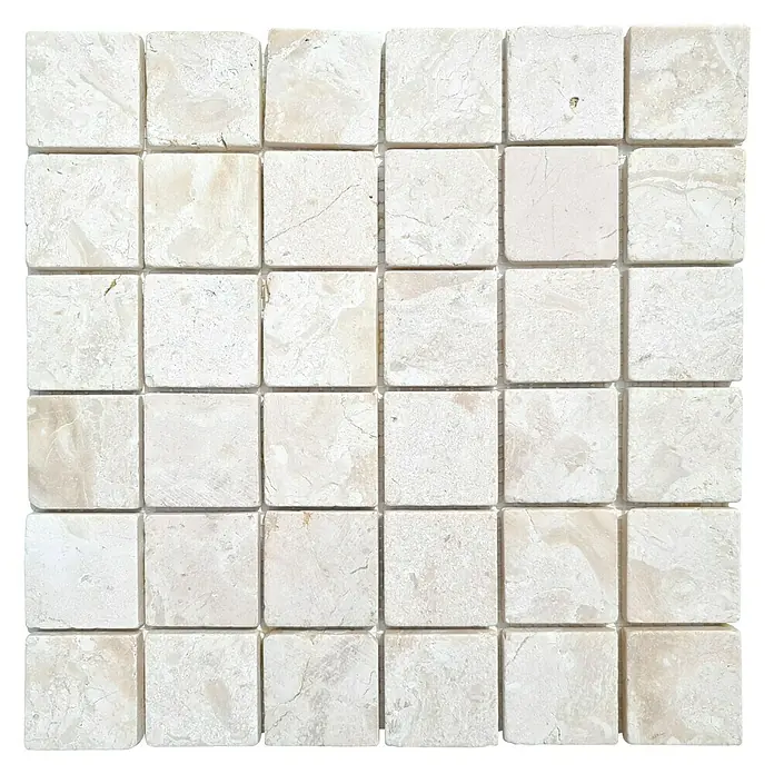 Mozaik pločica - 30,5 x 30,5 cm, Kremasto bijele boje, Mat - Pogled s gornje strane
