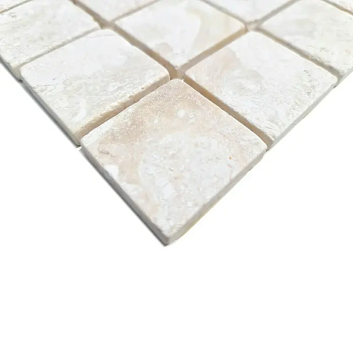 Mozaik pločica - 30,5 x 30,5 cm, Kremasto bijele boje, Mat - Detaljan prikaz