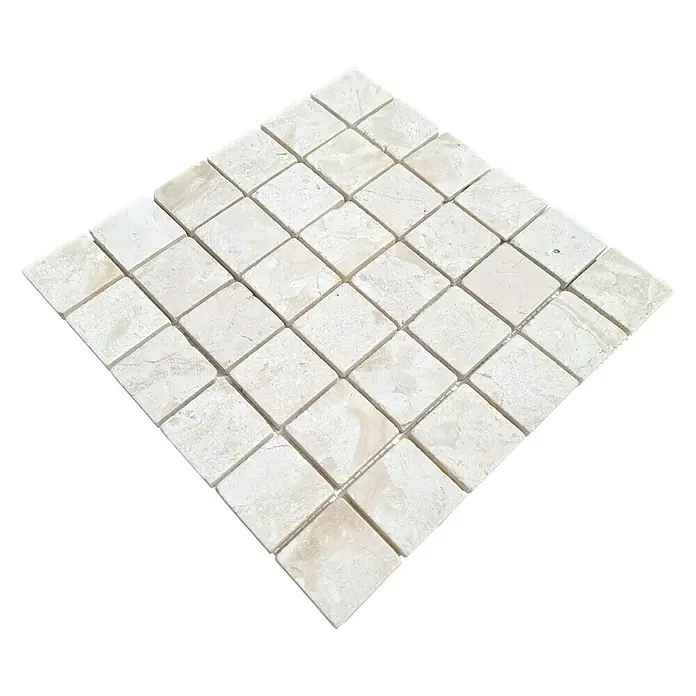 Mozaik pločica - 30,5 x 30,5 cm, Kremasto bijele boje, Mat - Pogled odozgo