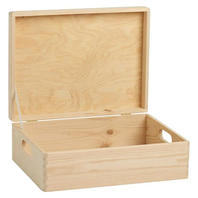 Zeller Present Caja de madera - 40 x 30 x 14 cm, Pino - Vista de perfil derecho