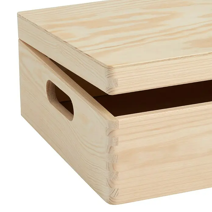 Zeller Present Caja de madera - 40 x 30 x 14 cm, Pino - Primer plano
