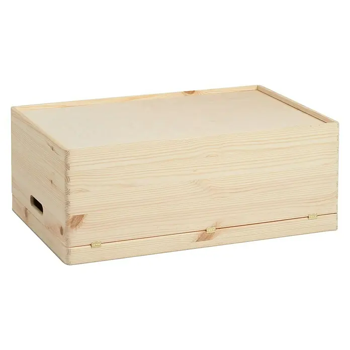 Zeller Present Holzkiste - 60 x 40 x 24 cm, Kiefer - Linke Seitenansicht