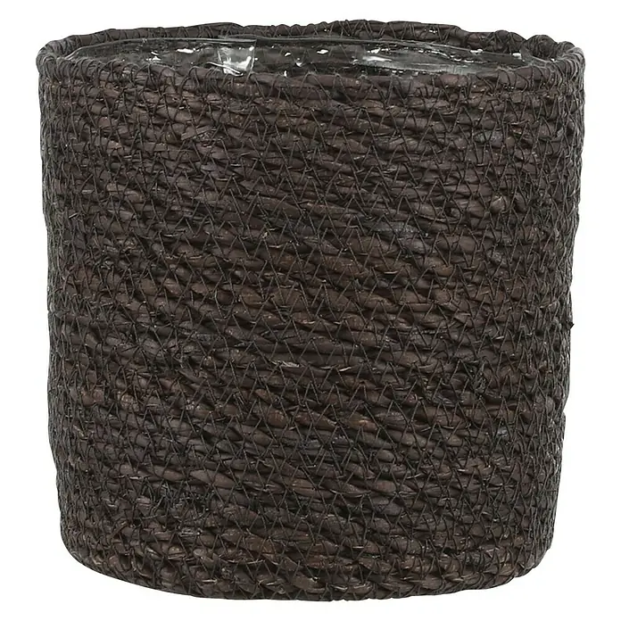 Übertopf rund Atlantic - Außenmaß (Ø x H): 14 x 14 cm, Dunkelgrau - Vorderansicht