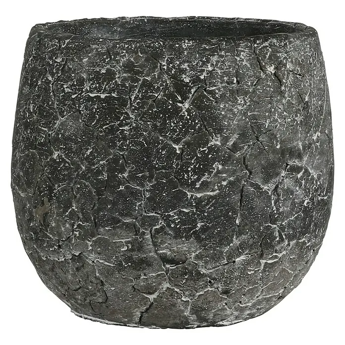 Übertopf rund Thomas - Außenmaß (Ø x H): 19 x 16,5 cm, Anthrazit - Vorderansicht
